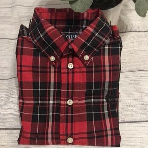 Chaps - 4/4T long sleeve plaid button up shirt.